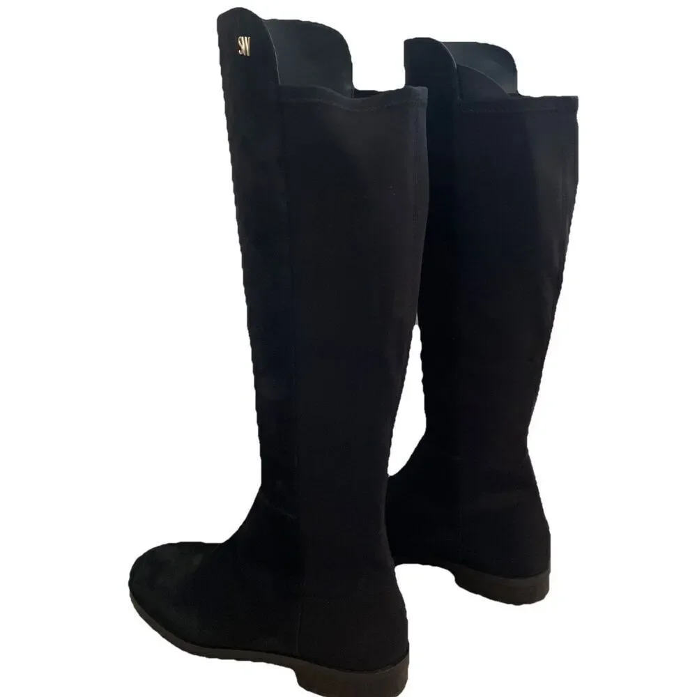 New Stuart Weitzman 5050 Black Suede Iconic Over The Knee Stretch Boots NEW Size